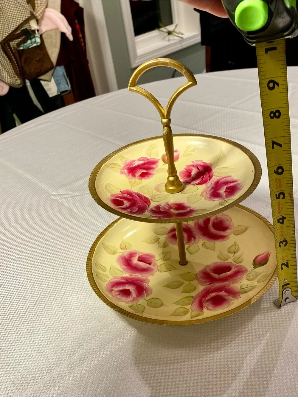 Vintage 2 tiered floral cupcake stand - tea or garden party decor
